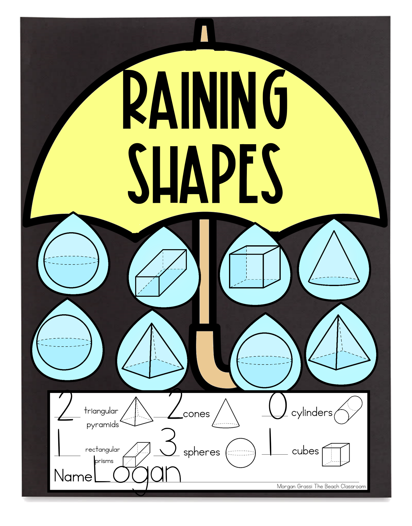 Raining Shapes Math Craft | 2D and 3D Shape Activity | Kindergarten
