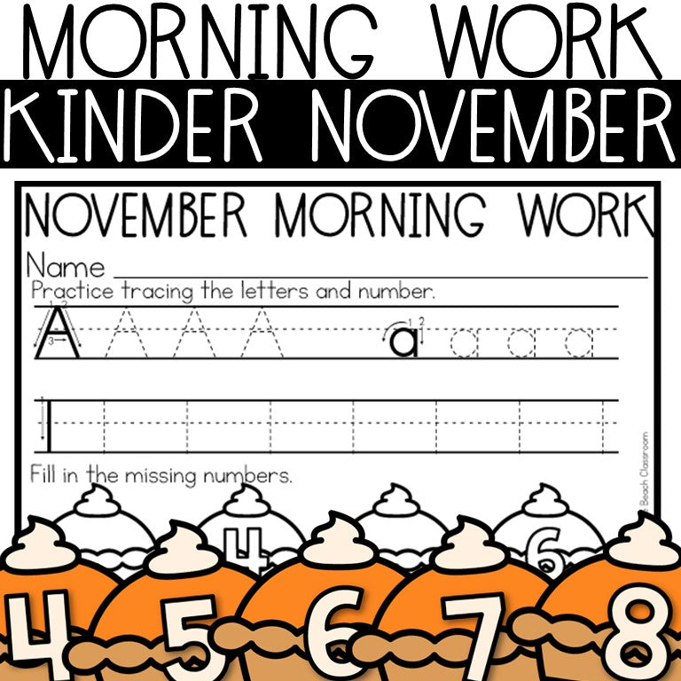 Half Sheet Morning Work Kindergarten November