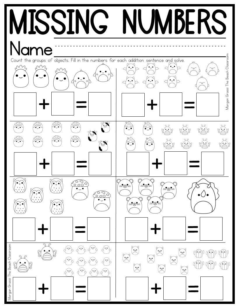 Squishmallow No Prep Worksheets