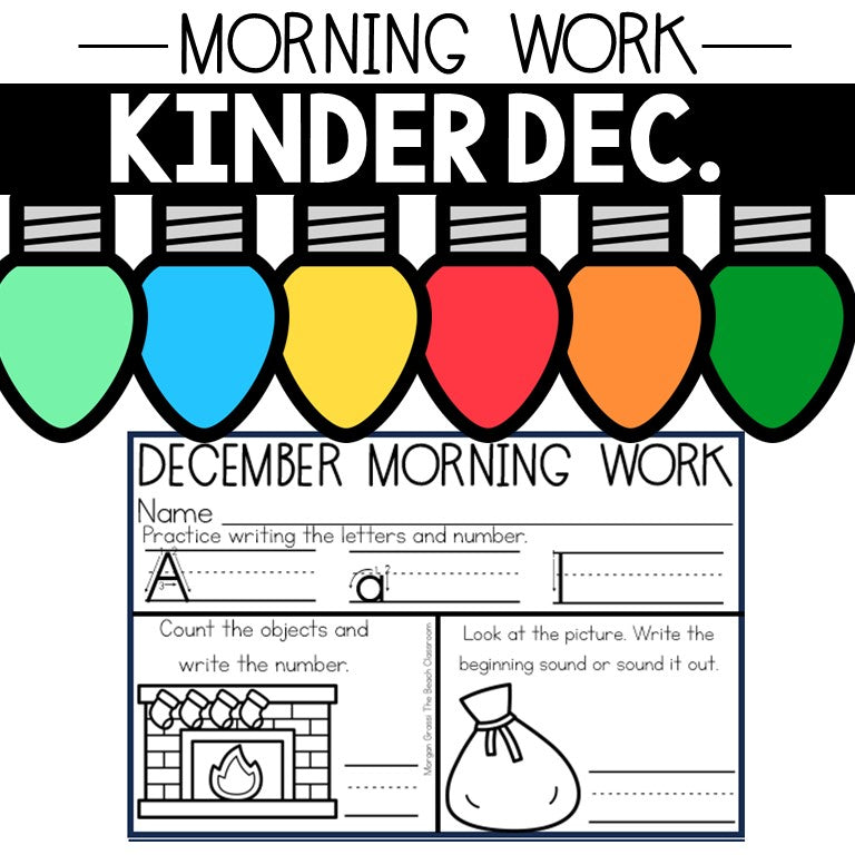 Half Sheet Morning Work Kindergarten December