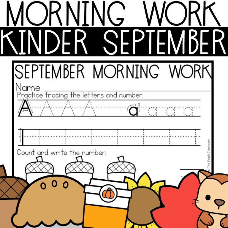 Half Sheet Morning Work Kindergarten September