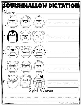 Squishmallow Dictation Paper | Sentences | Squishmallow Day Activities