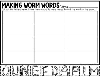 Worm Day | Making Words | Cut and Write