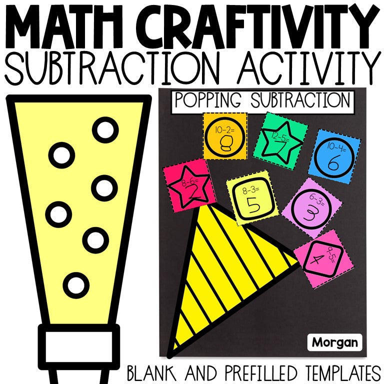 New Years | Subtraction Craft | Popper | Editable