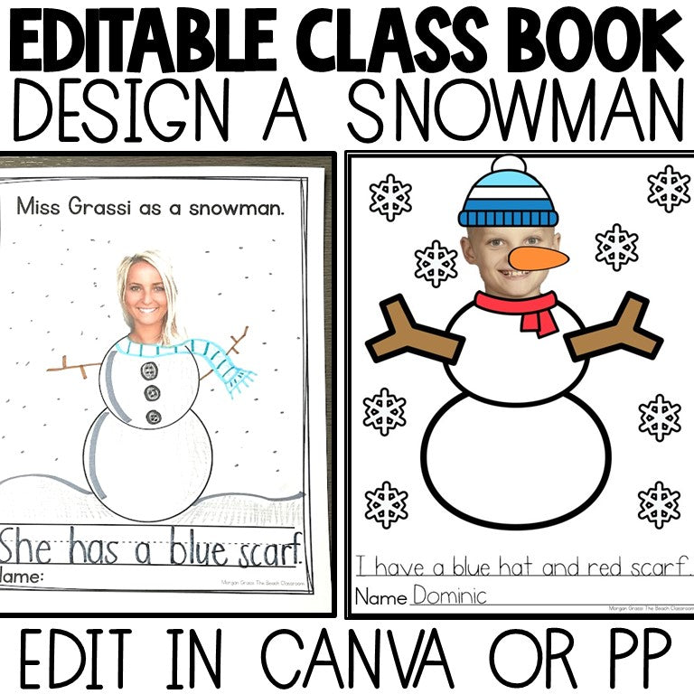 Editable Snowman Book