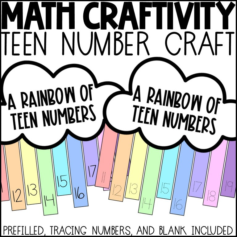 Rainbow Math Text Teen Numbers Rainbow Math Craft – The Beach Classroom
