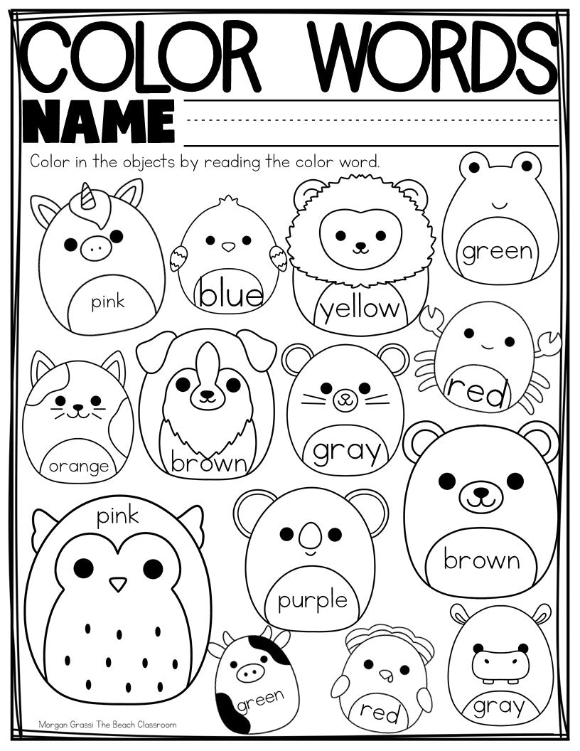 Squishmallow No Prep Worksheets